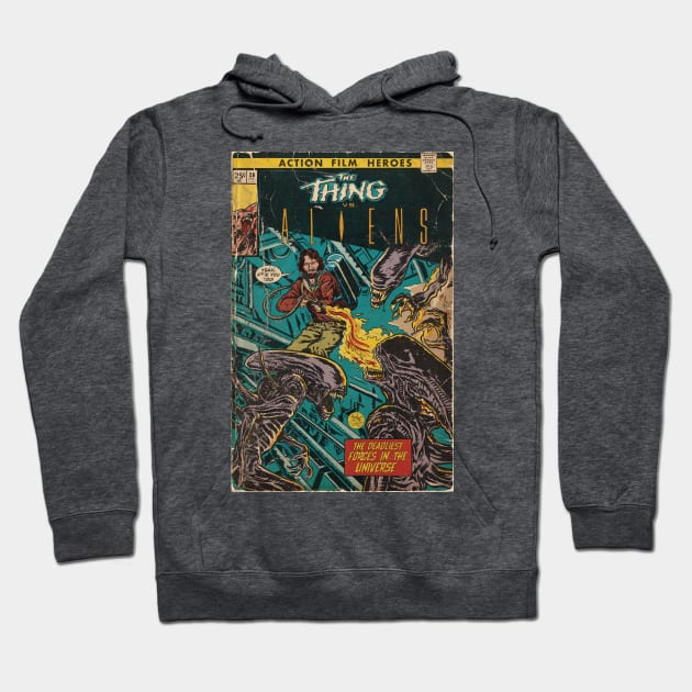 The Thing vs. Aliens fan art comic cover Hoodie by MarkScicluna